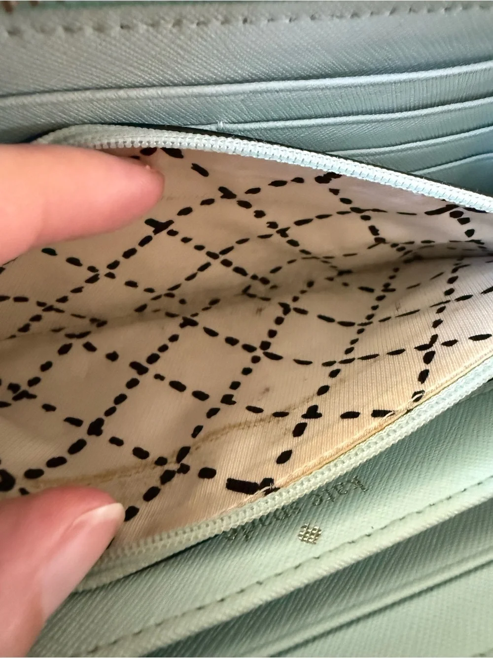 kate spade Light Blue Saffiano Wristlet Wallet Gold Plate